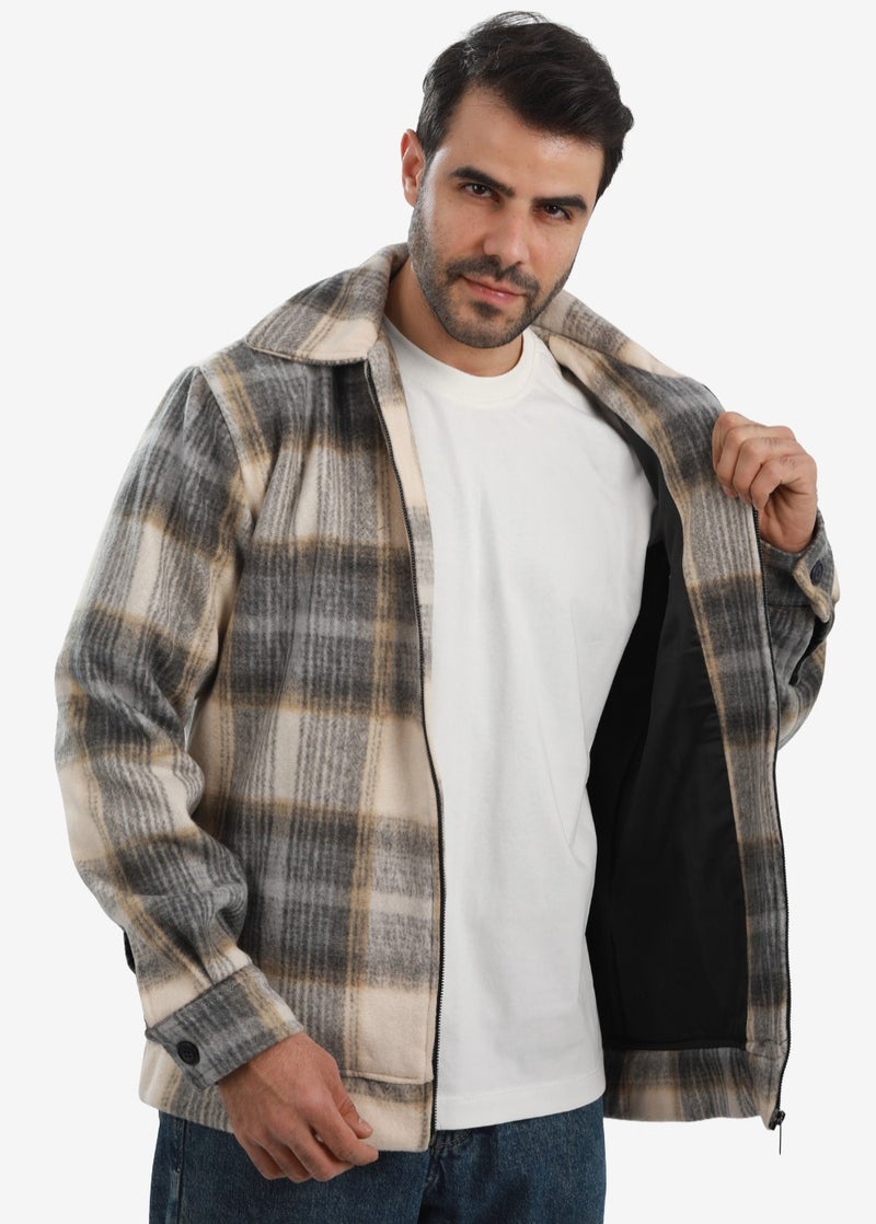 WHITE RABBIT Men’s Plaid Wool Blend Zip Jacket - Image 3